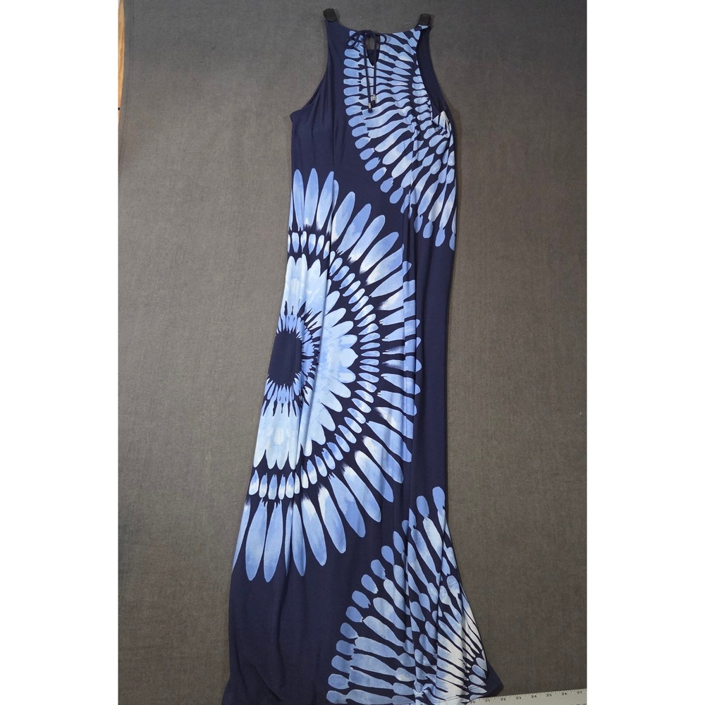 Tommy Bahama Maxi Dress Womens Small Blue Tie Dye Sunburst Sleeveless Halter - Picture 2 of 8